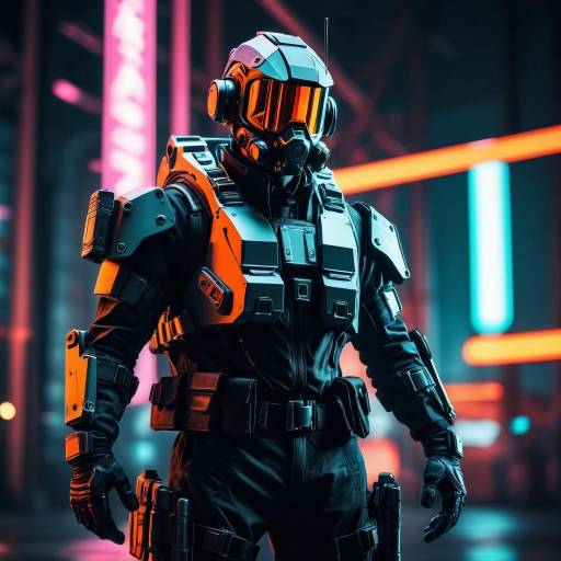 Tactical Hero in Retro-Futuristic Scene Tactical Hero in Retro-Futuristic Scene