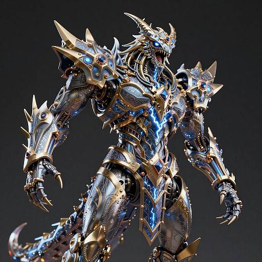 Intricate Lightning-Laced Mechanical Wyvern King