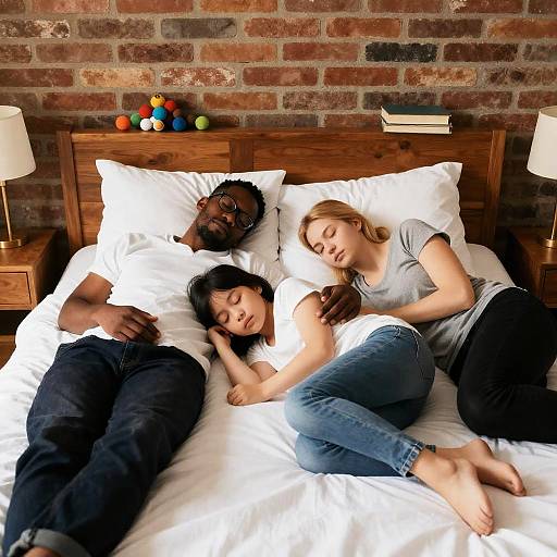 Cozy Family Moment on Bed