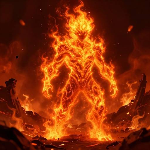 Fiery Fire Spirit in Scorched Battlefield