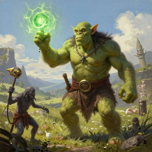 Realistic Orc Warlock Summoning Imp