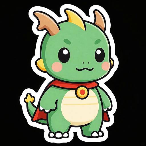 Cute Baby Dragon Superhero Sticker