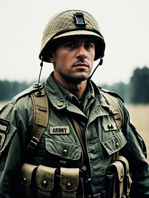 Cinematic Soldier Portrait in Army Costume