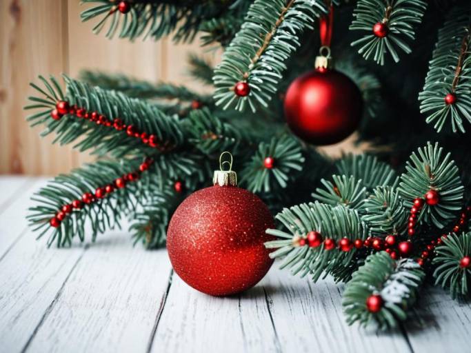 Adorable Christmas Wallpaper with Fir Tree