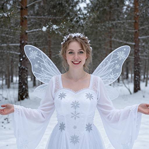 Snowflake Fairy in Winter Forest