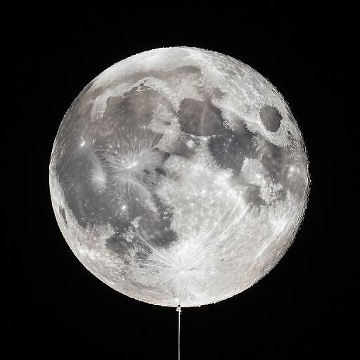 Photograph of a bright, detailed full moon with craters and surface textures, set against a pitch-black sky, with a single thin line at the
