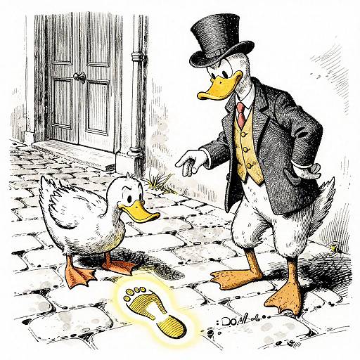 Duck Detective with Glowing Footprint