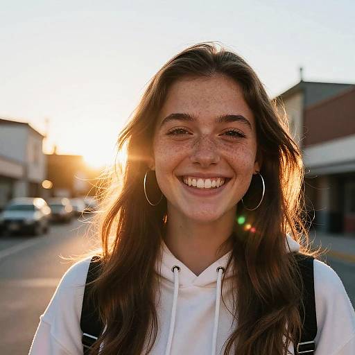 Sunset Portrait of Smiling Woman