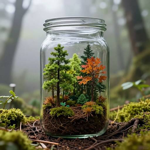 Miniature Forest Within Glass Jar