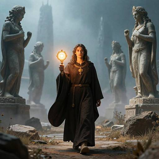 Arcane Priest in Mystical Landscape