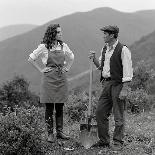 Rural Couple in a Mountainous Landscape