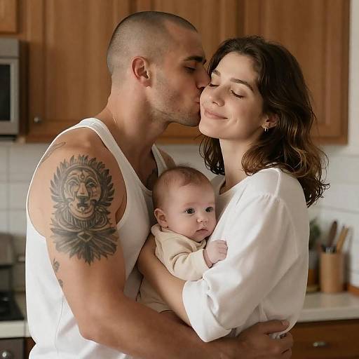 Romantic Kitchen Moment with Family