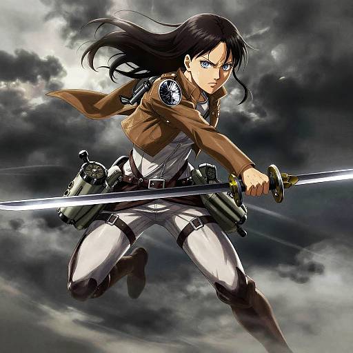 Heroic Female Soldier in Action