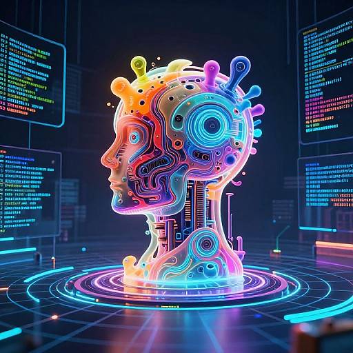 Glowing Abstract AI Machine in VR