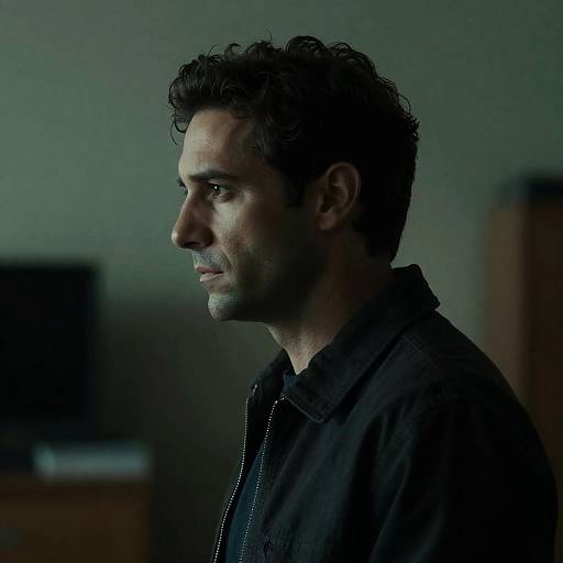 Moody Profile Portrait in Green Lighting