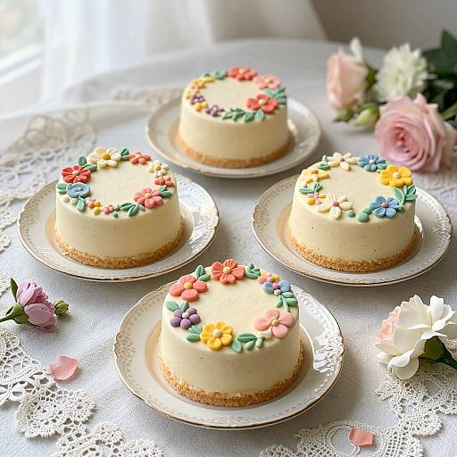 Intricate Floral Cutecakes on Vintage Plates