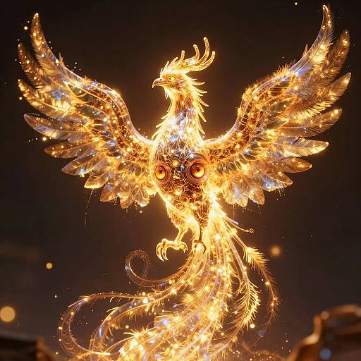 Glowing Holographic Phoenix