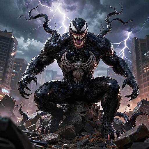 Venom Amidst Urban Ruins