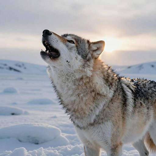Majestic Arctic Wolf Howling at Dawn