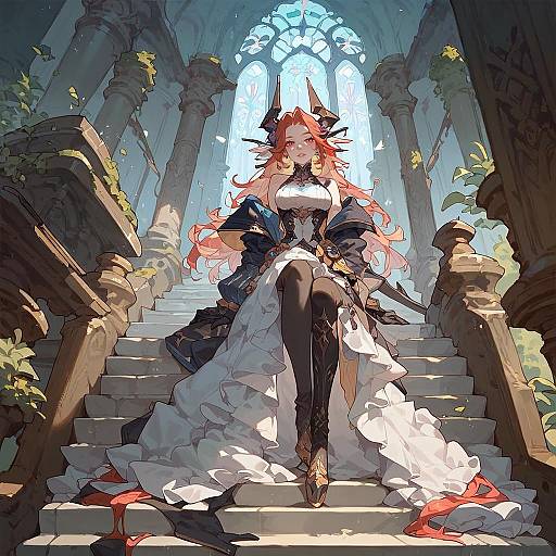 Mysterious Woman Amid Cloaked Figures