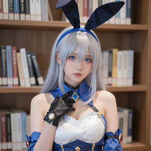 Young Woman in Detailed Anime Bunny Cosplay