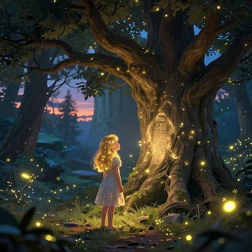 Enchanted Girl in Magical Forest