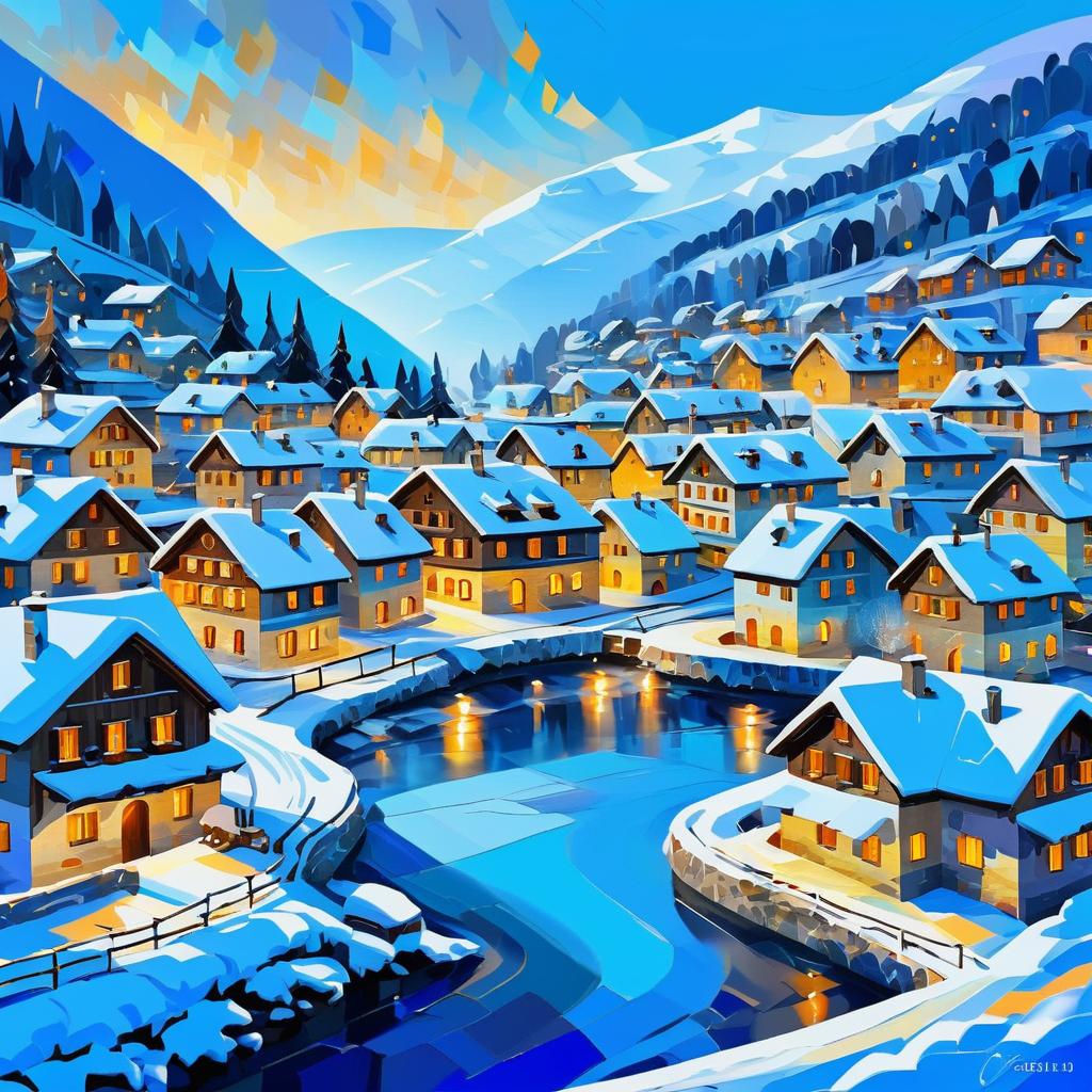 Van Gogh's Dreamy Swiss Winter Village