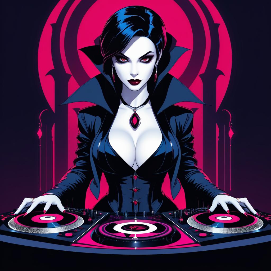 Stylish Vampire DJ with Gothic Flair