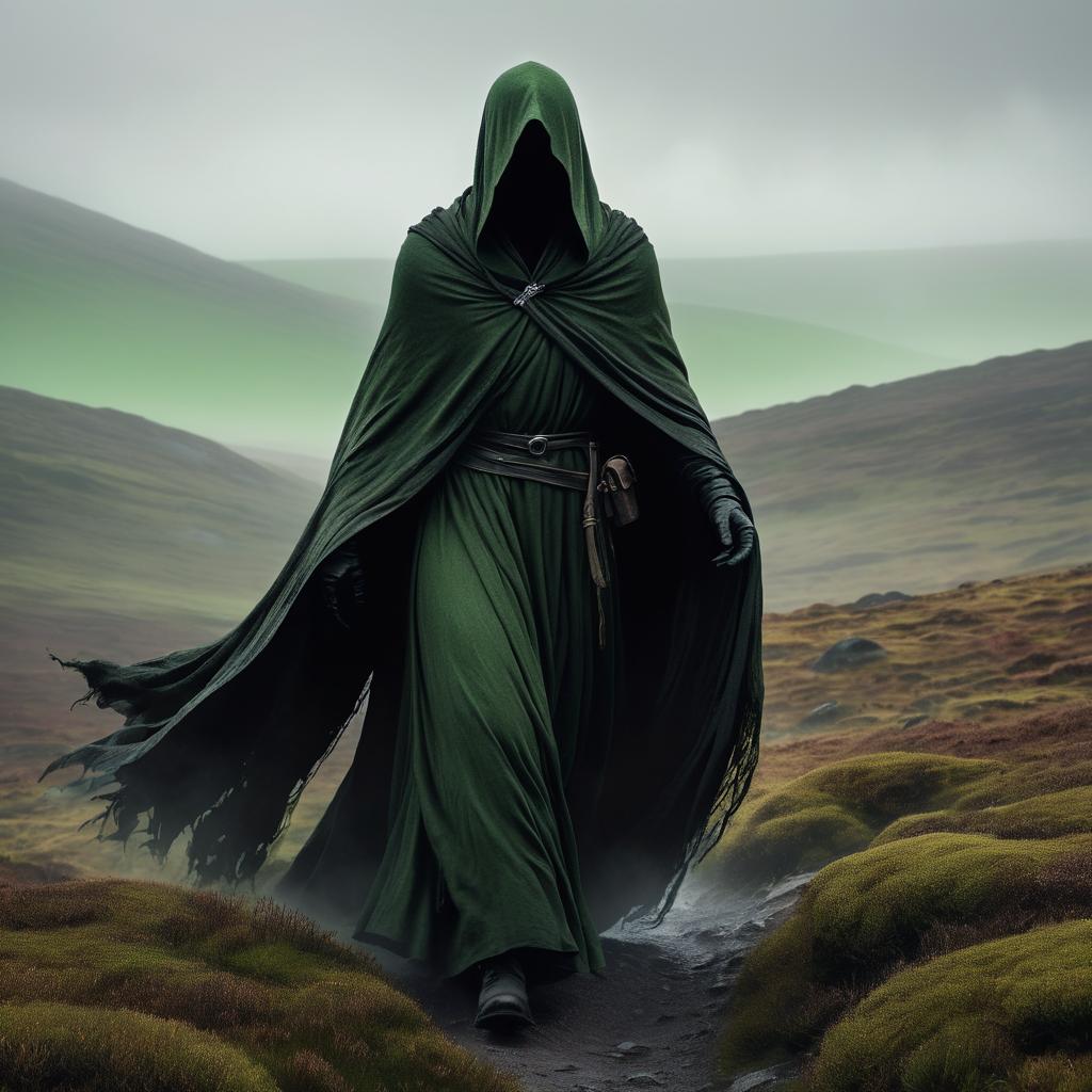 Sinister Wraith Gliding Through a Moor