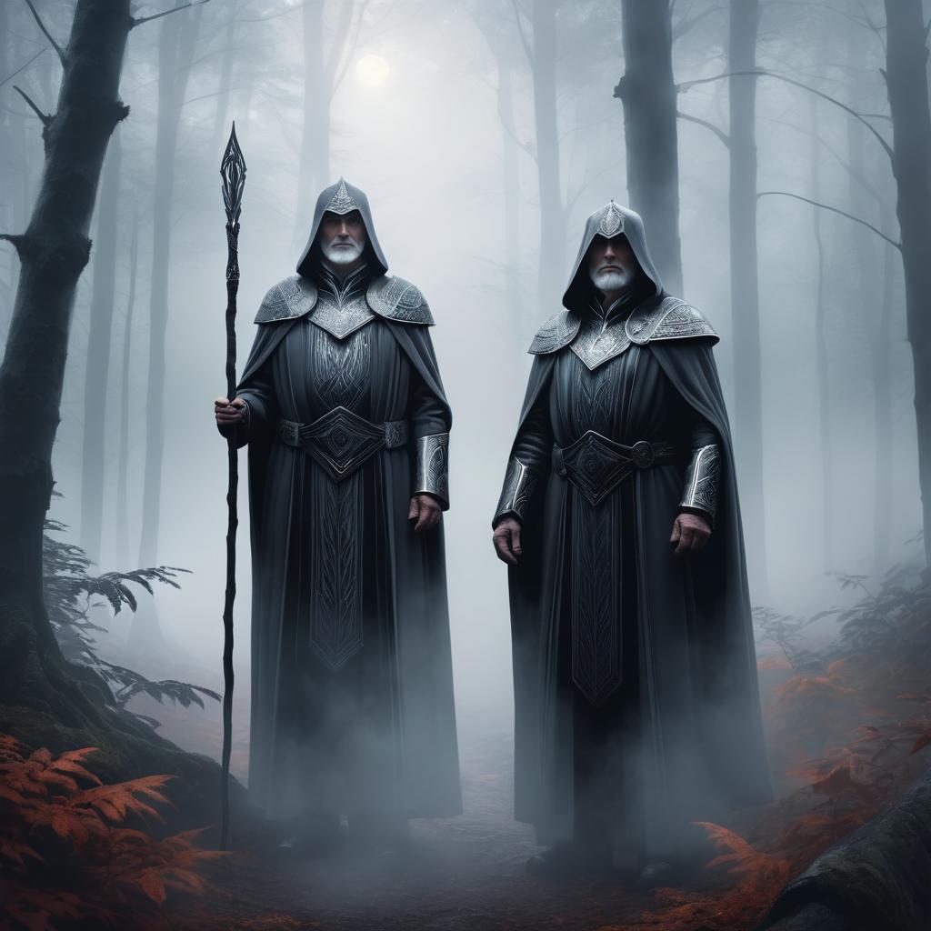 Elder Figures in Mystical Forest Setting