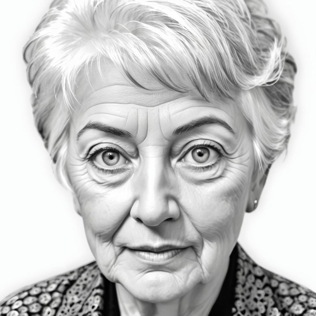 Elegant Elderly Woman Pencil Sketch