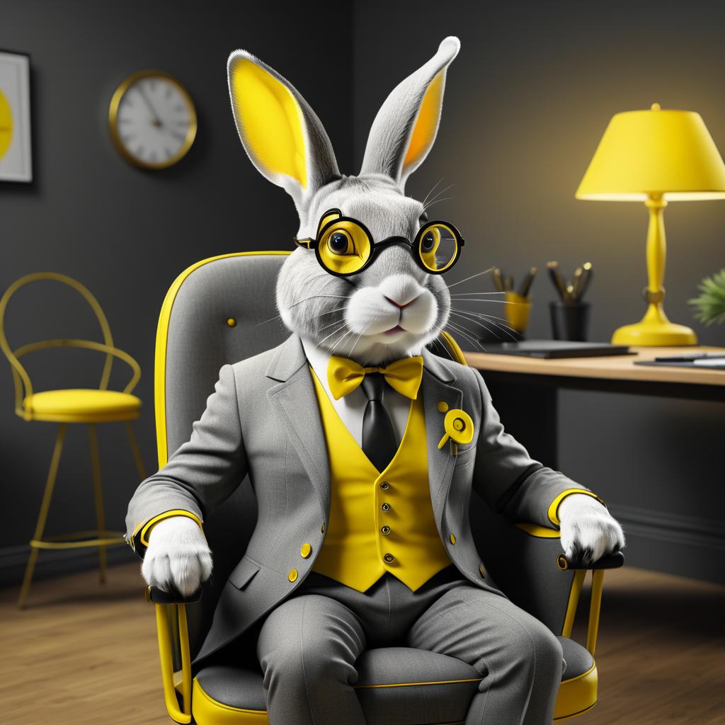 Surreal Rabbit Executive in Bright Tones