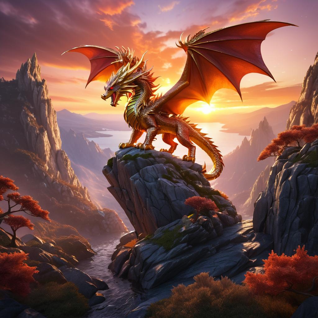 Majestic Dragon at Sunset Clifftop