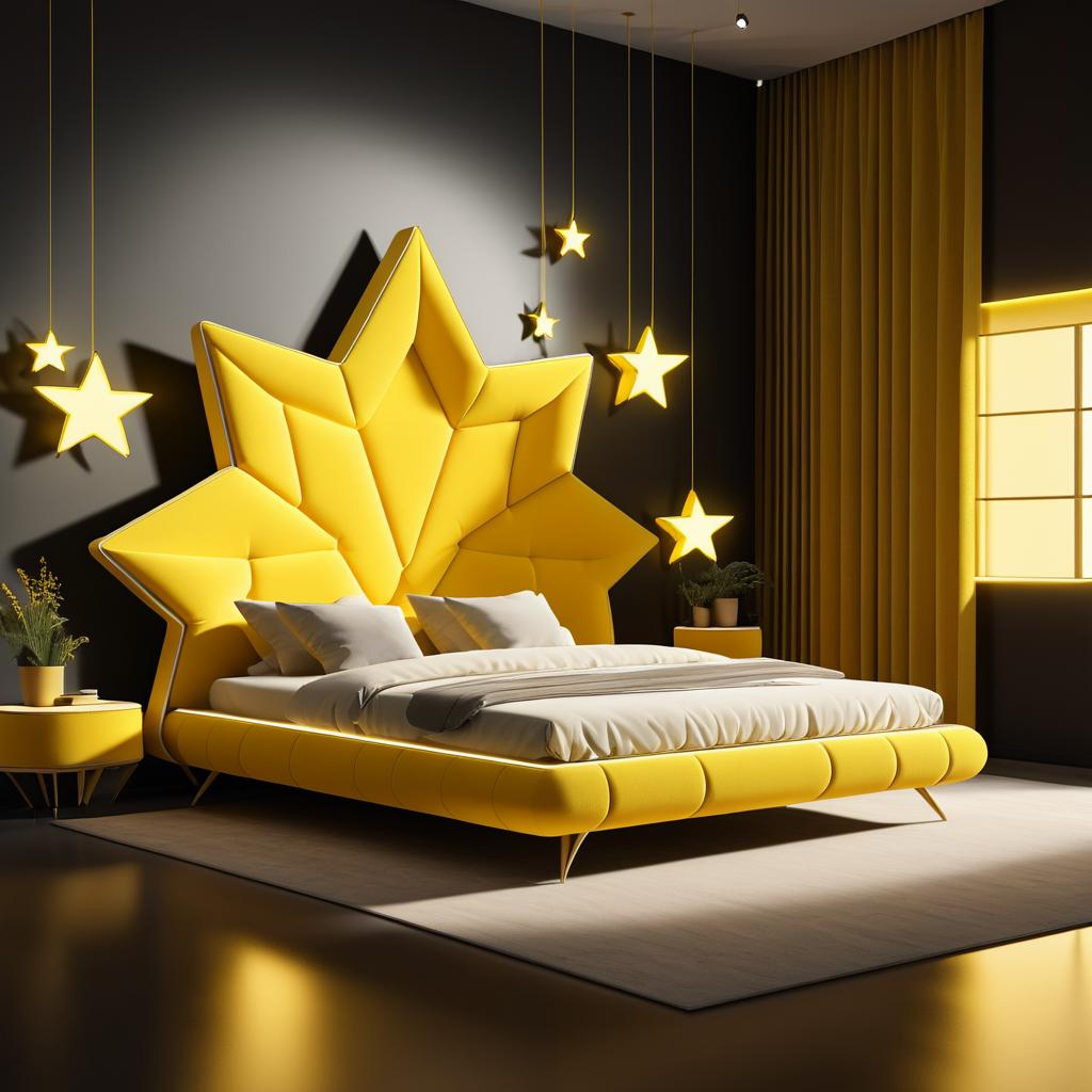 Stunning Star-Shaped Yellow Bed Design