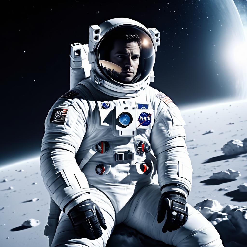 Astronaut in Cinematic Outer Space Scene