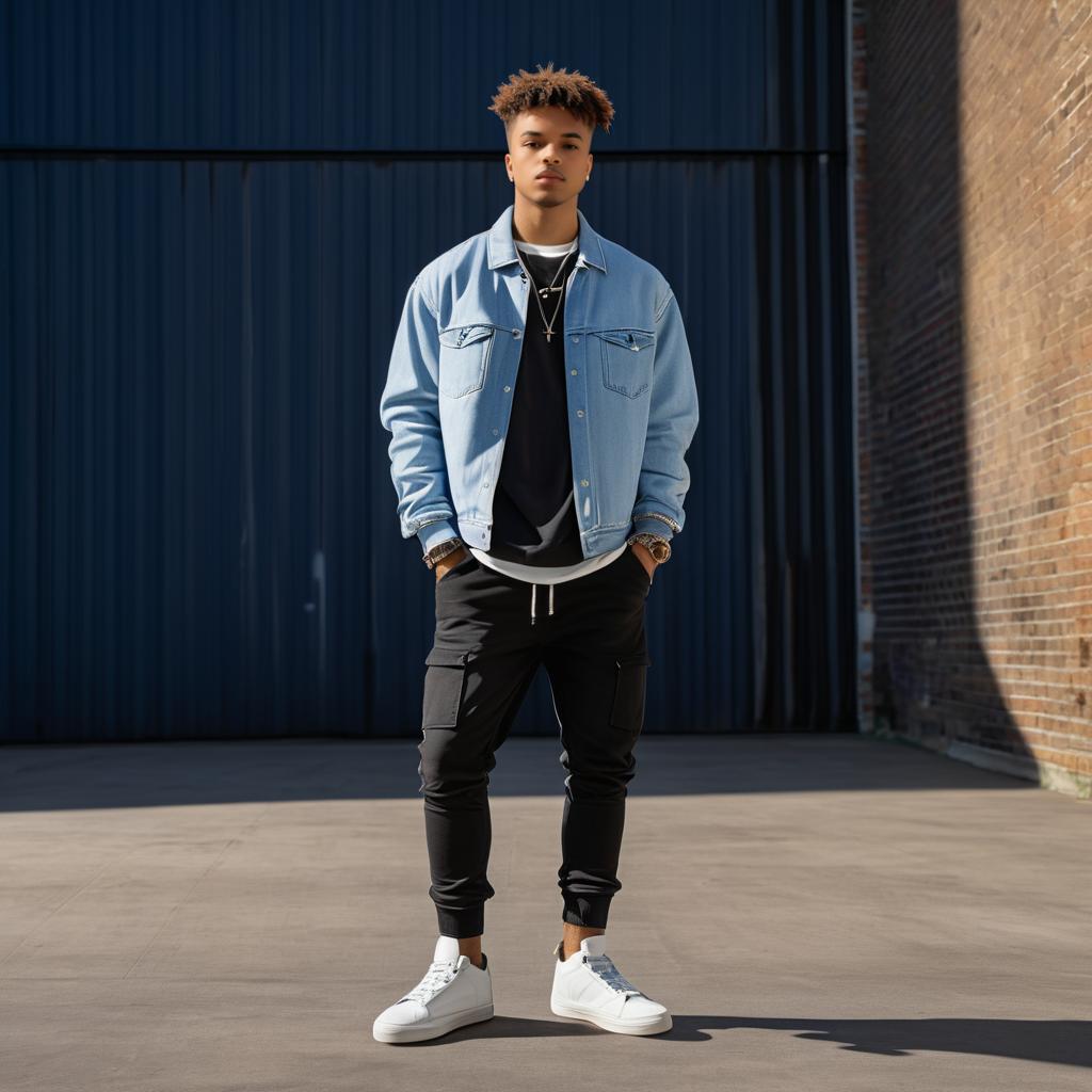 Casual Streetwear Portrait in Industrial Setting