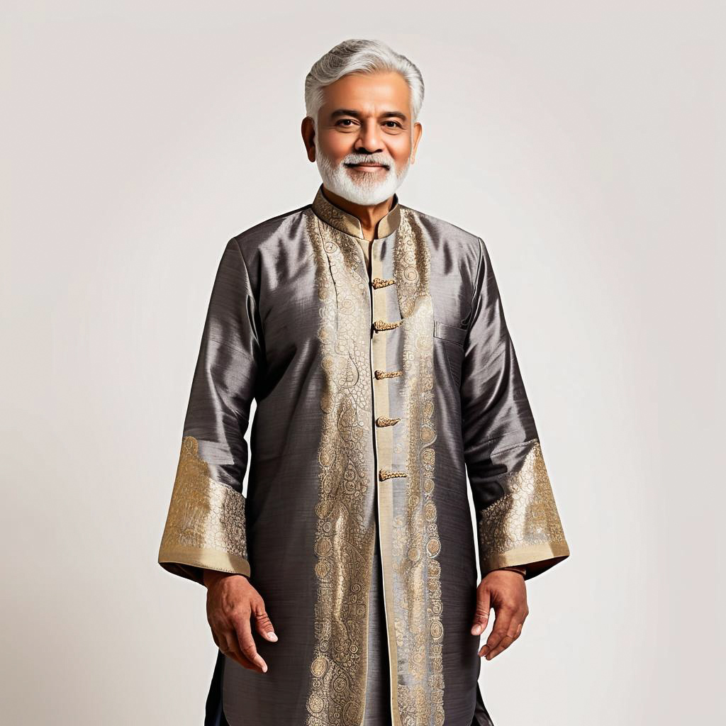 Proud Elderly Man in Diwali Attire