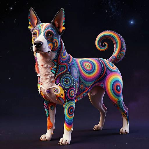 Psychedelic Abstract Rainbow Dog Art