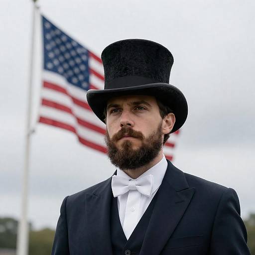 Serious Bearded Man in Formal Attire