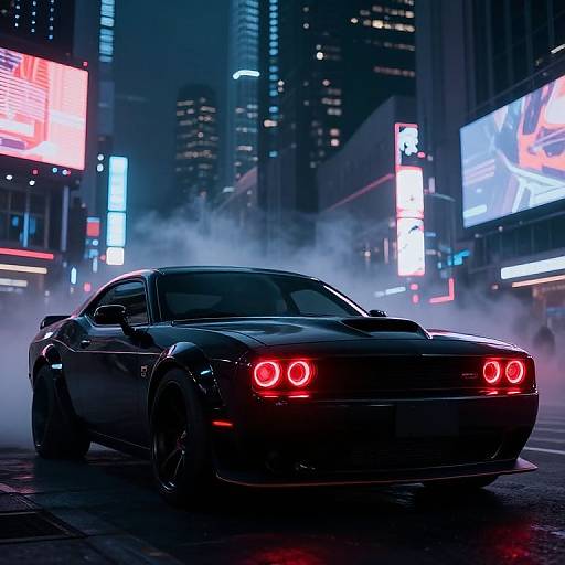 Futuristic Hellcat in Neon Metropolis