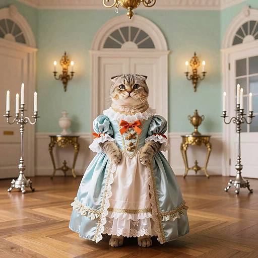 Victorian Scottish Fold in Wes Anderson Style