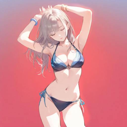 Swimsuit Beauty Against Red Background