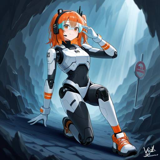 Android Girl in a Crystalline Cave