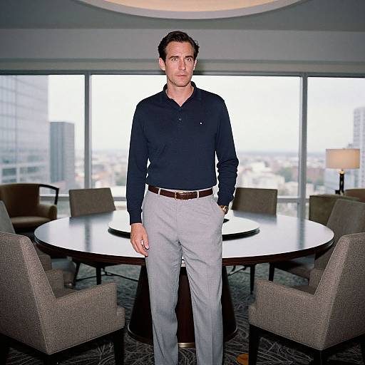 Man in Cozy Meeting Room Attire