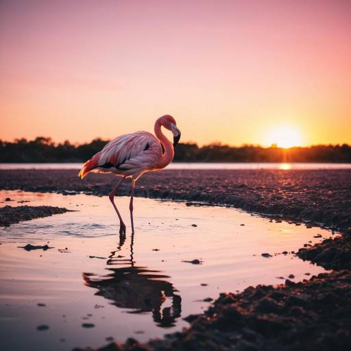 Flamingo at Sunset Lagoon