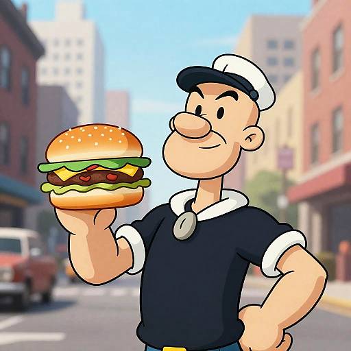 Hamburger Man in Cityscape