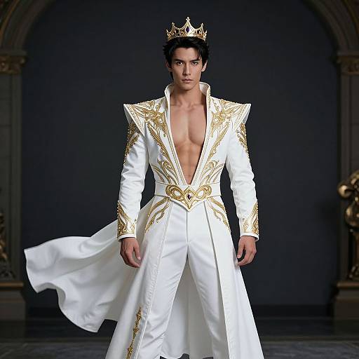 Handsome Male Model in Gold Crown