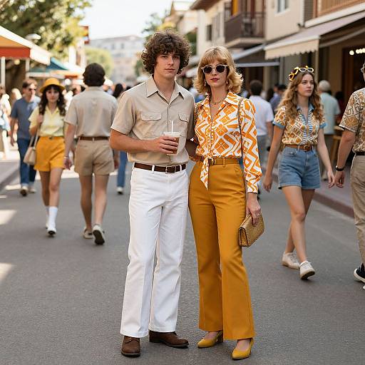 Vibrant 1970s Street Fashion Scene