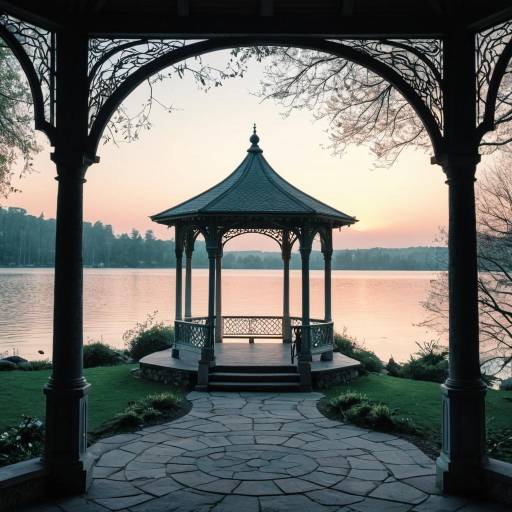 Lakeside Gazebo at Sunrise
