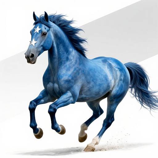 Determined Blue Horse with Silver Star